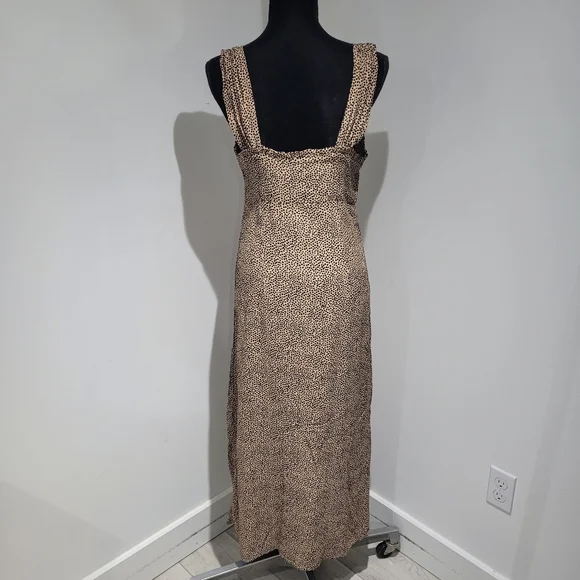 Dex Women's Sweetheart Neckline Leopard Buttoned Maxi Dress Small Brown Black - Picture 8 of 11